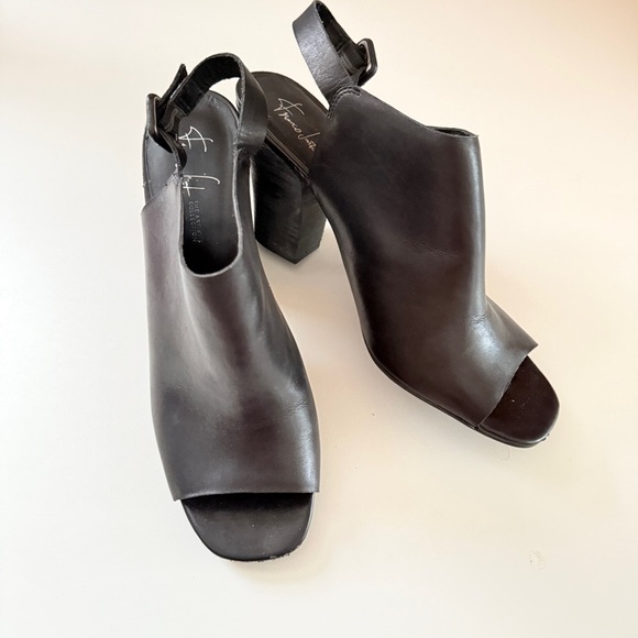 Franco Sarto Black Peep-Toe Block Heel Sandals - Picture 4 of 8